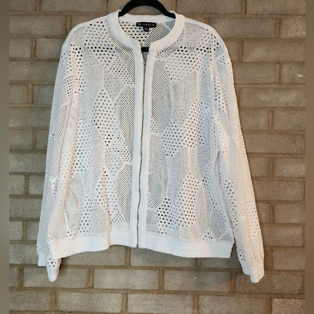 NTouch Eyelet Zipup White Mesh Jacket